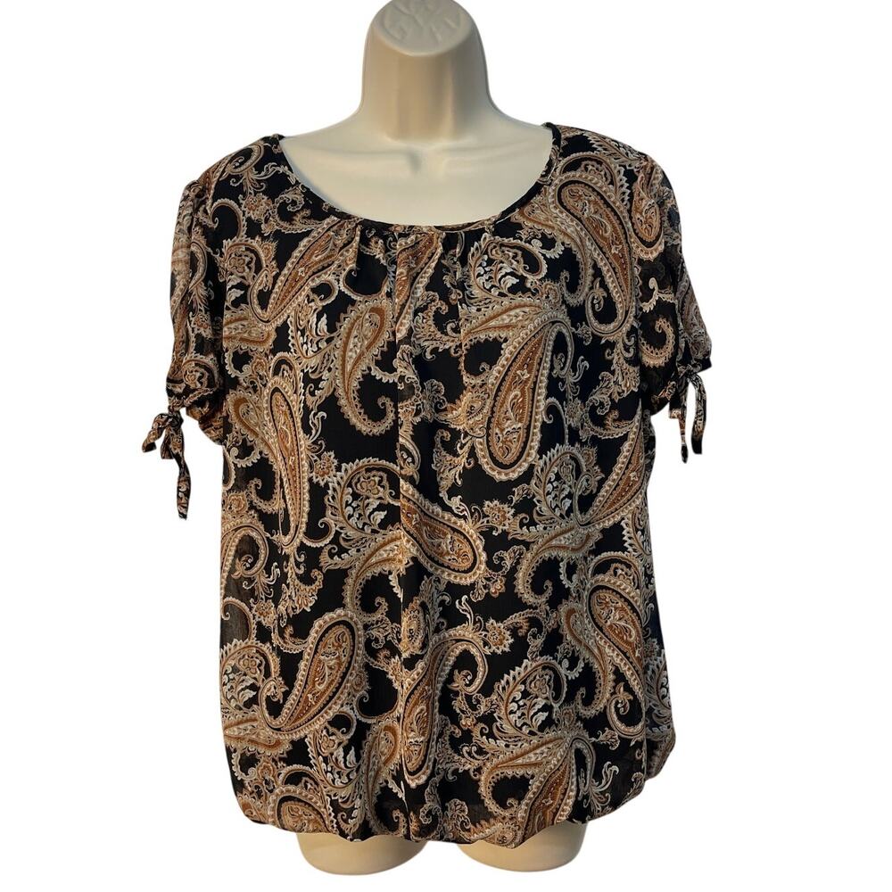 Tamara H Women’s Short Sleeve Crewneck‎ Top Multicolor Size L